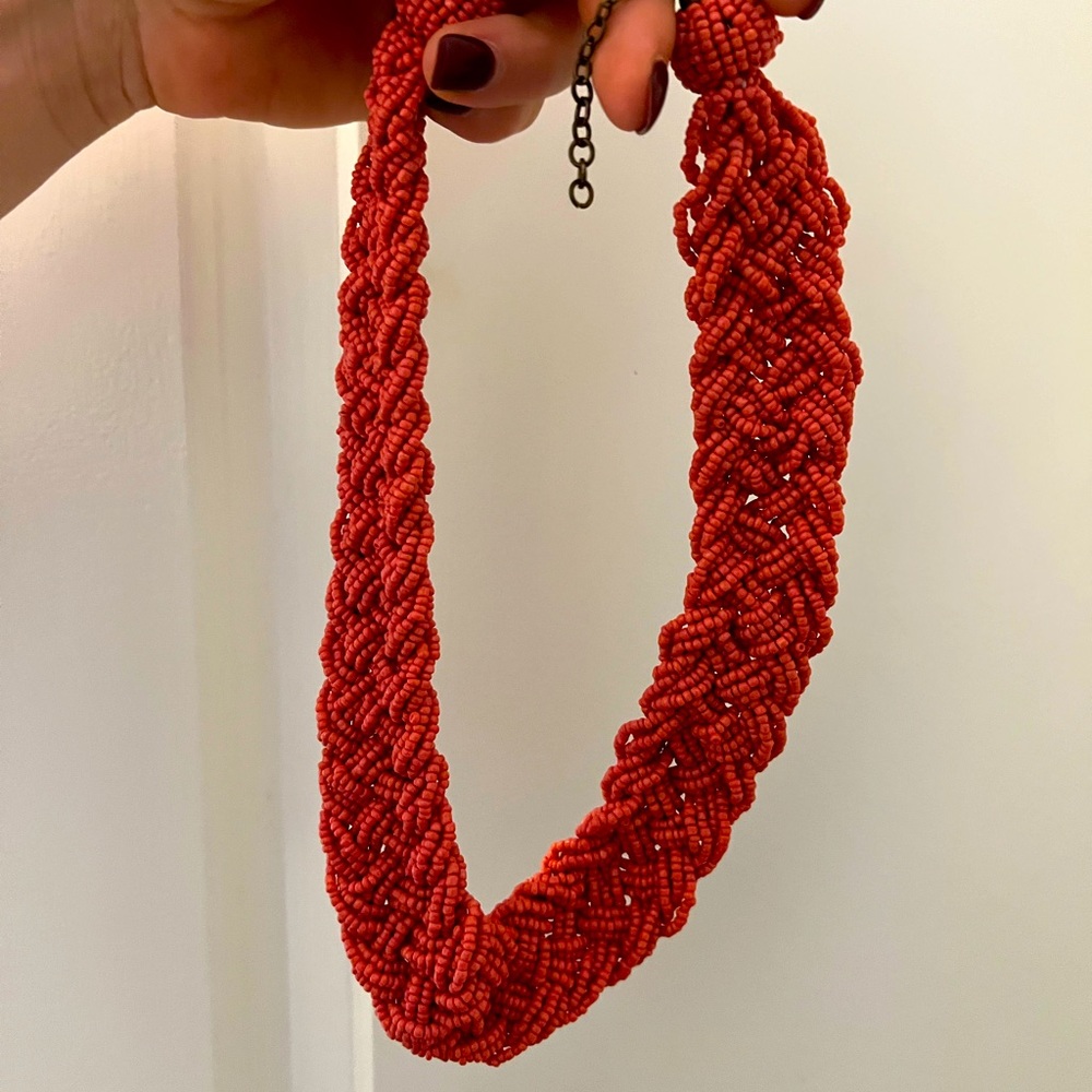 Beaded necklace. Coral color. Worn maybe twice. Great quality.